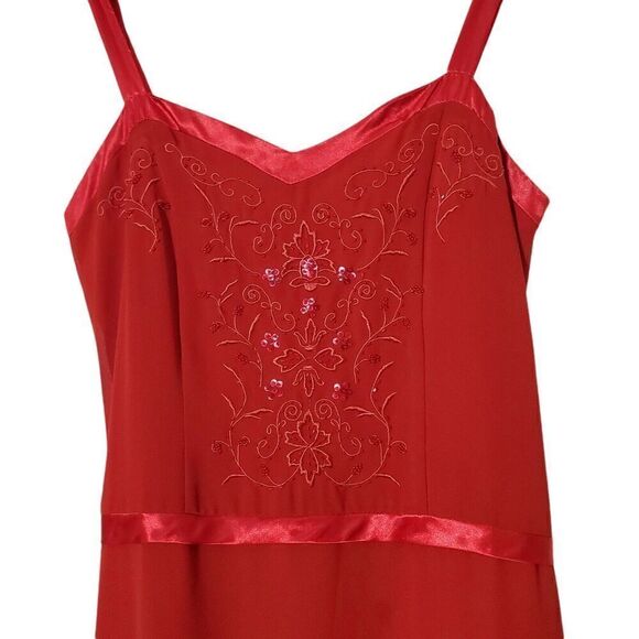 Tally Taylor Red Sheath Dress Size 12 Church Formal Beaded Sleeveless Womens - Picture 5 of 14